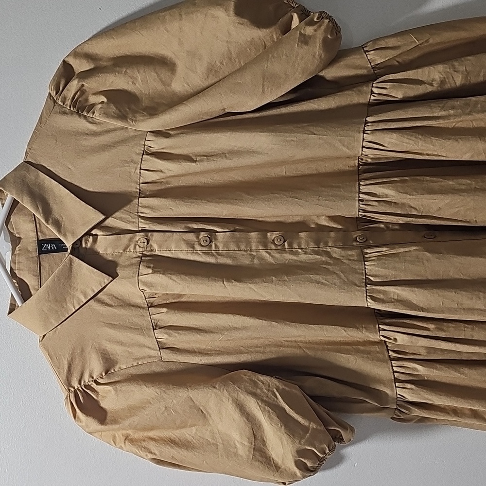Zara Puff Button-Down Mini Dress Size‎ M - Picture 3 of 10